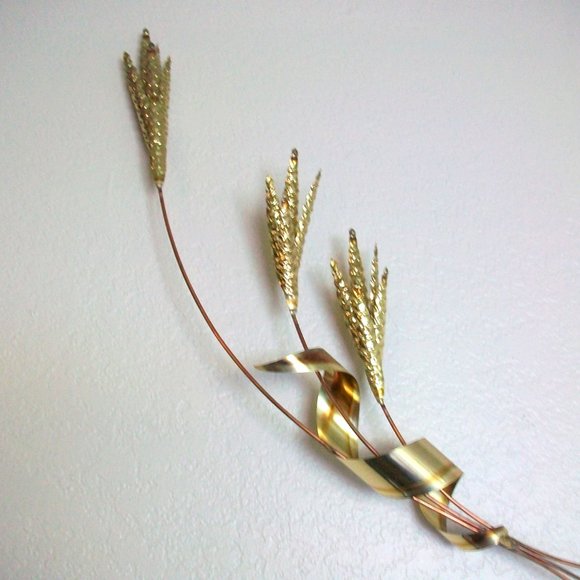 Vintage Homco Brass Metal Wheat Wall Decor - Picture 2 of 5